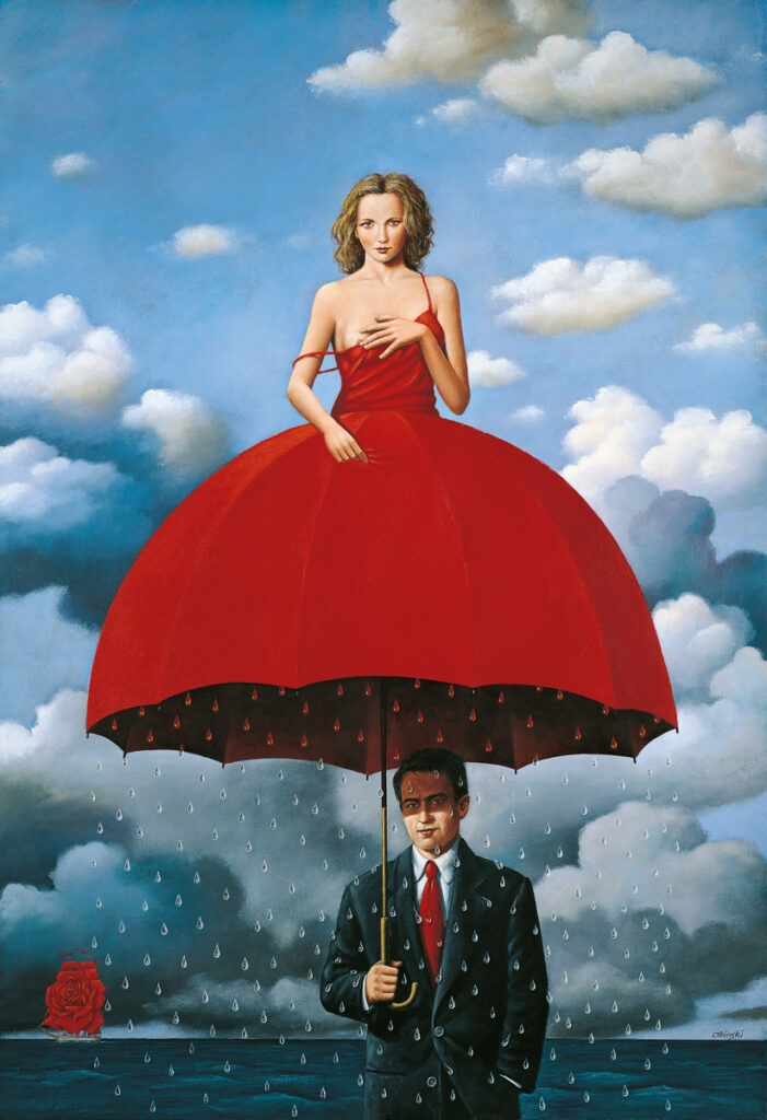 Rafał Olbiński-Red umbrella
