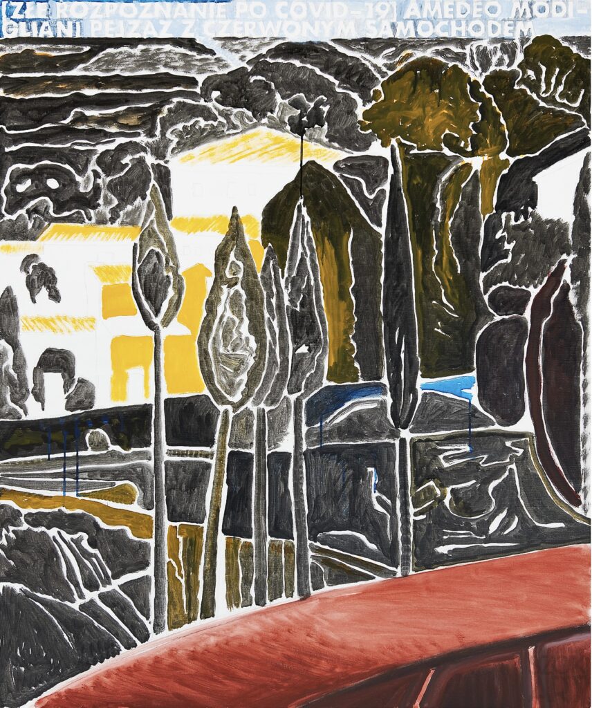 Jarosław Modzelewski|Marek Sobczyk-Pejzaż Południa z czerwonym samochodem [Żar Południa według Amedeo Modiglianiego]