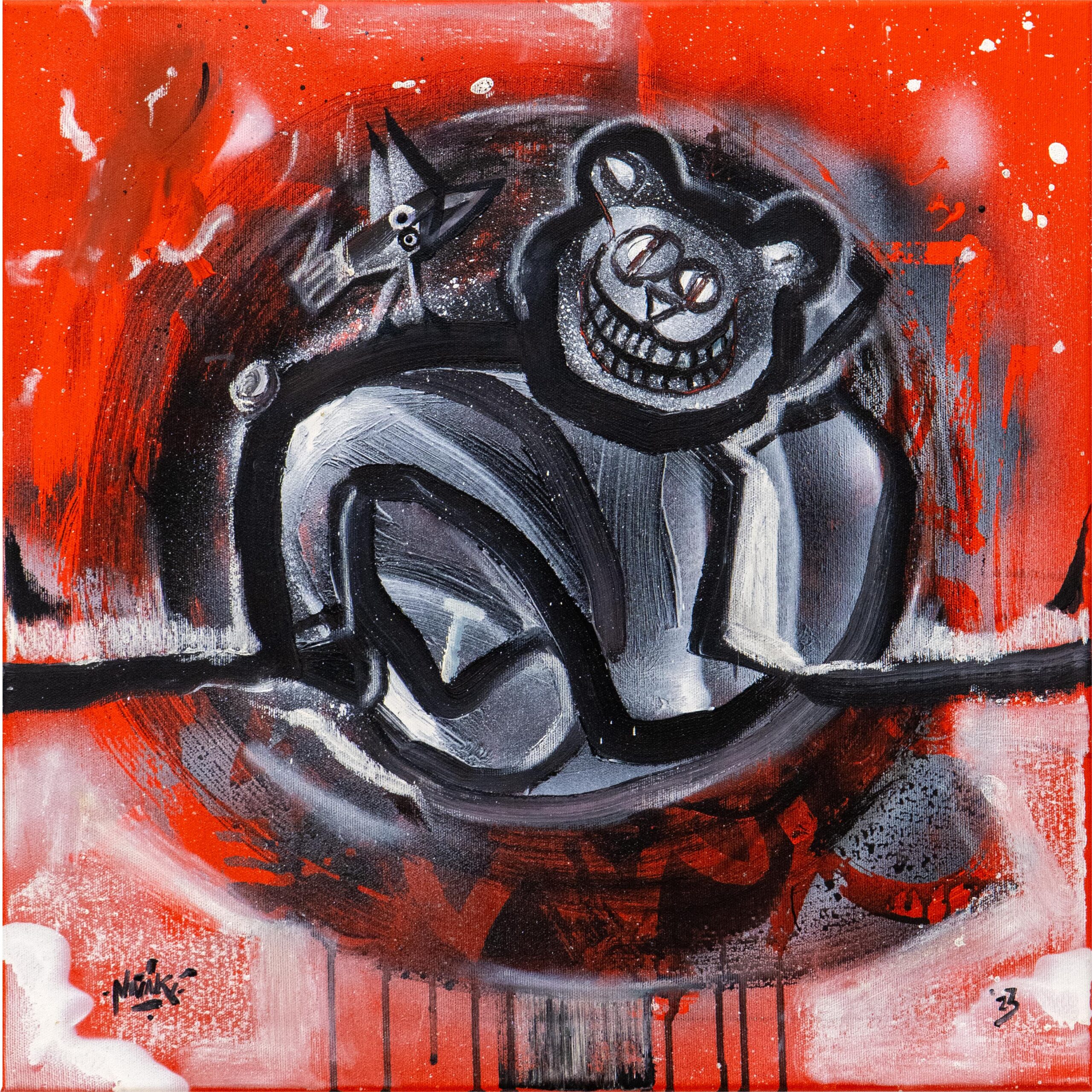 Park tropikalny miś polarny_2023_50x50cmakryl_akryl_spray_olej