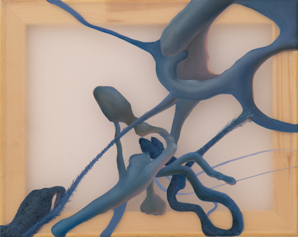 Powięź Julia Królikowska olej,akryl na organzie