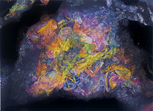 Abstrakcyjny obraz Anny Kołackiej „Nano (12)”, akryl i olej na płótnie, malarstwo współczesne, 2023