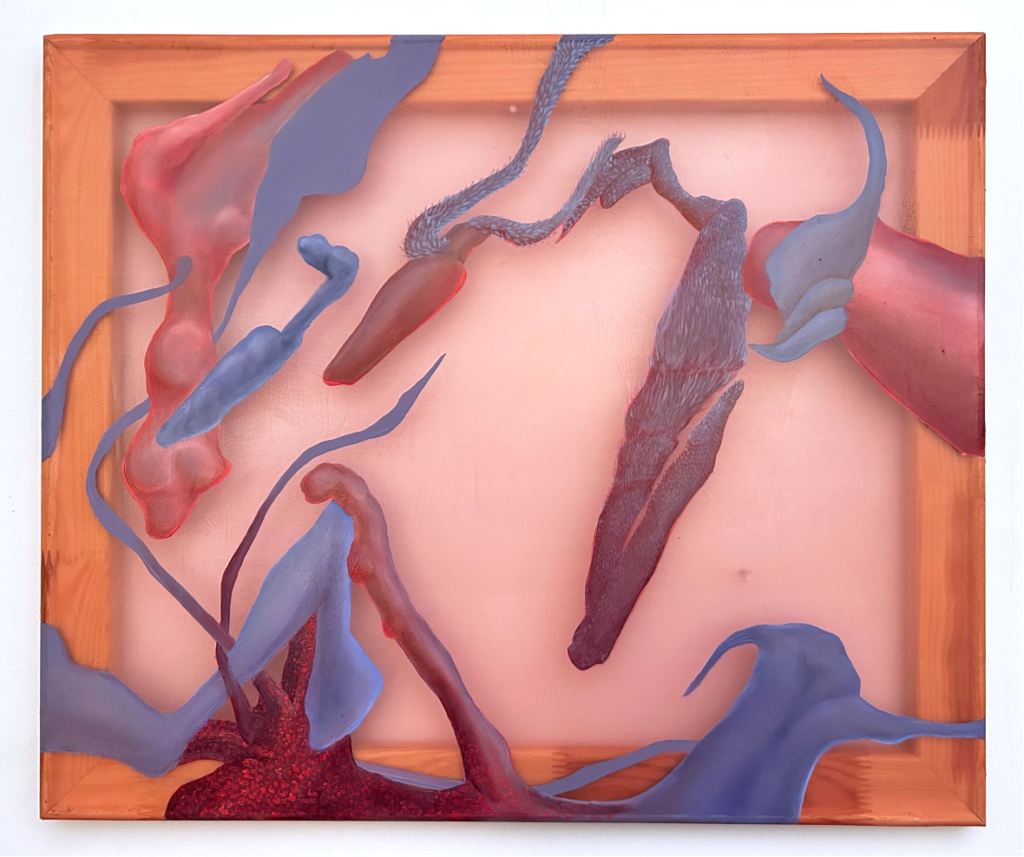 Śluzowka I, Julia Królikowska, olej,akryl,organza