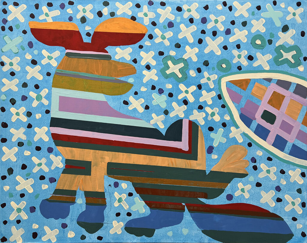 obraz Paskowany ssak chce kopnąć liść bambusa Ryszard Grzyb