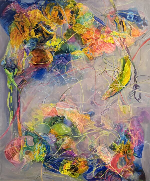 Obraz abstrakcyjny „Od środka” Anny Kołackiej, malarstwo współczesne, akryl i olej na płótnie, 180 × 150 cm, 2025